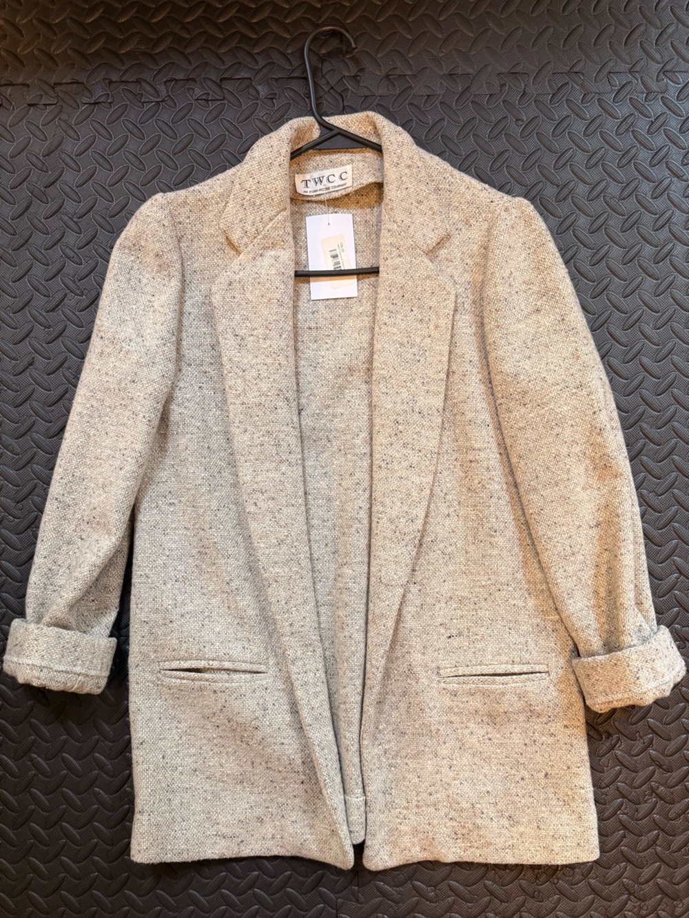 TWCC An Evan Picone Co Light Beige Tweed Cardigan Jacket